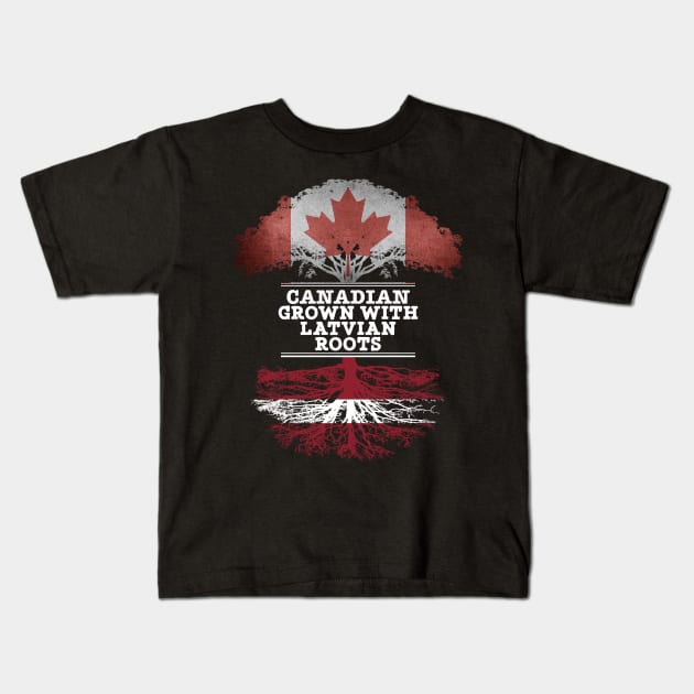 Canadian Grown With Latvian Roots - Gift for Latvian With Roots From Latvia Kids T-Shirt by Country Flags